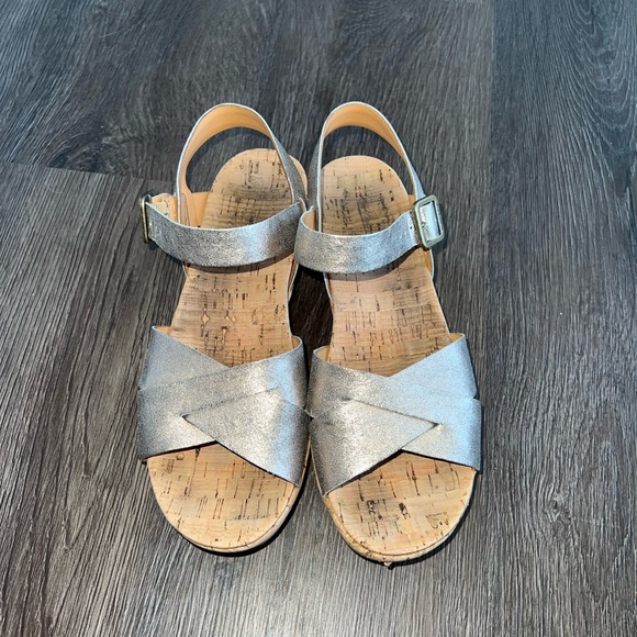 Kork-Ease Silver Wedge Sandals